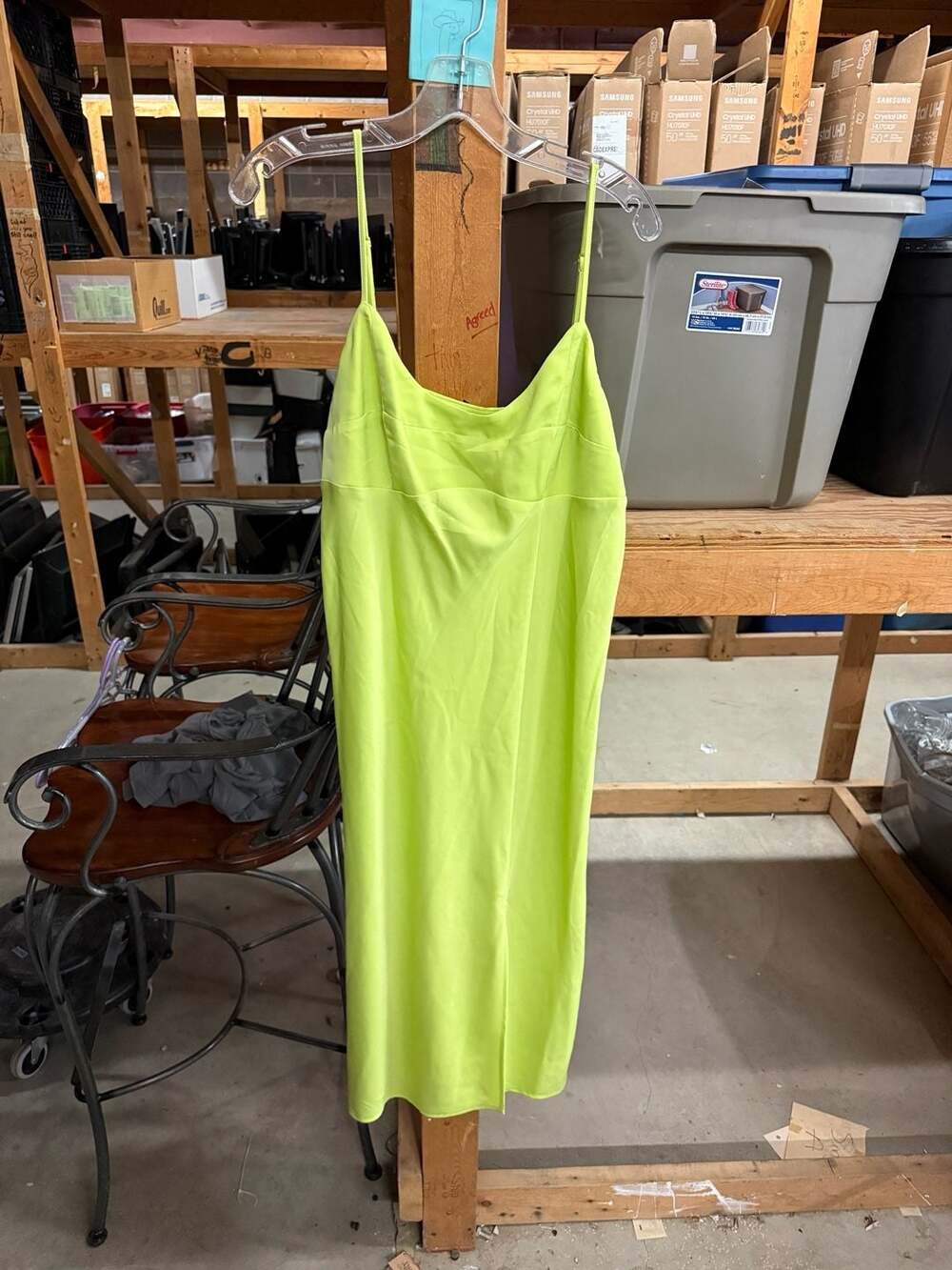 A New Day Slip Dress Size M Lime Green Spaghetti Strap Midi